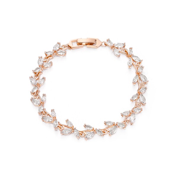 Ever Faith Wedding Tennis Bracelet for Bride Bridesmaid, Rose Gold