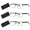 EYECEDAR 3-Pack Blue Light Blocking Reading Glasses Men Metallic Black