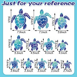 Zonon Sea Turtle Wall Decals Ocean Turtle Vinyl Stickers Underwater Bathroom Decals Waterproof Wall Sticker Decoration for Home Office Nursery Room Toilet(Blue,24pcs)