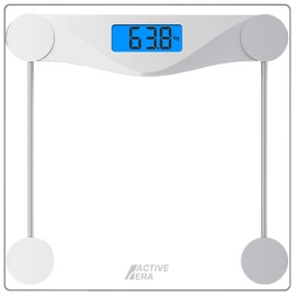 Active Era Digital Body Weight Scale - Ultra Slim High Precision Bathroom Scale with Tempered Glass, Step-on Technology and Backlit Display - Body Weighing Scale 180kg / 400lb (lbs/Stone/kgs)