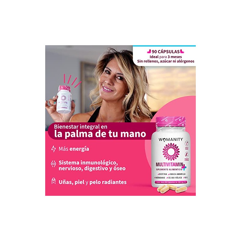 Vitaminas Mujer Multivitamínico Cápsulas Ingredientes Biotina Maca Amarilla Arándano Ácido