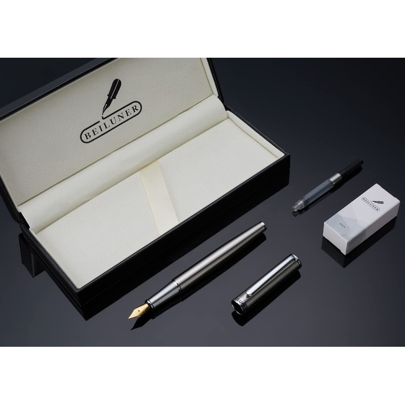 BEILUNER Luxury Fountain Pen Set, Solid 24K Gilded Medium Nib,