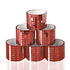 Art3dwallpanels Art3dwallpanels Selbstklebende Mosaikfliesen Quadratische Glasspiegel Mosaikfliesen Spiegel fr DIY Handwerk Dekoration (Rot|6 Stck)