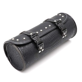 Motorcycle Saddle Bag Universal Waterproof Tool Bag Attachment Strap Round Storage Bag - Black