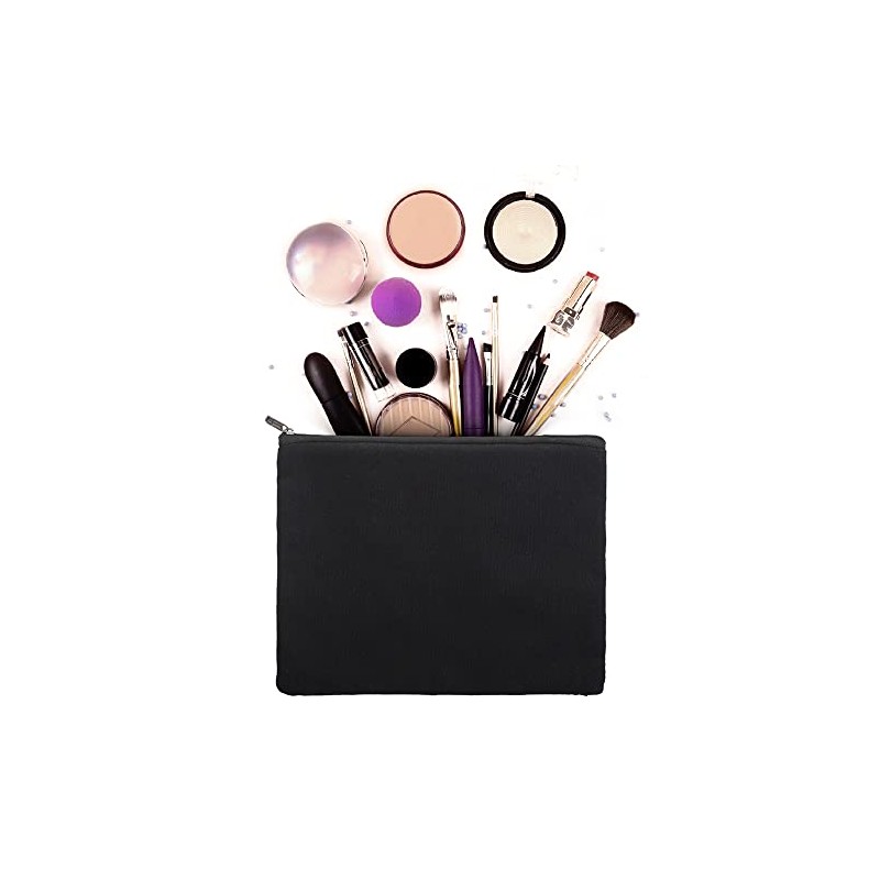 Aspire 6-Pack Black 12oz Cotton Canvas Zipper Bags Pen/Pencil Cases