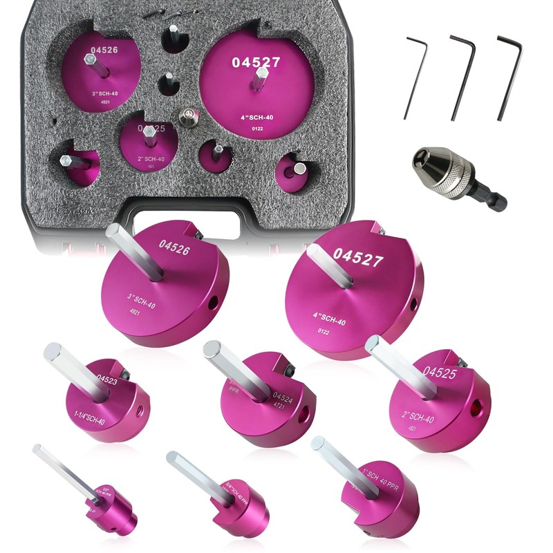 PVC Pipe Reamer Kit 8 PCS 1/2" 3/4" 1" 1-1/4"
