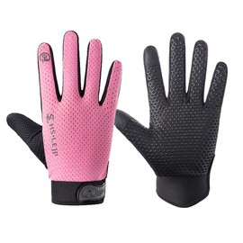 SUJAYU Full Finger Cycling Gloves Mountain Bike Gloves, Touchscreen MTB Gloves Racing Gloves Cycling Gloves for Men Bicycle Gloves Men & Women, Full Finger Workout Gloves (Pink, Medium)