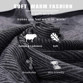 DAMILY Men's Scarf, Large, Autumn/Winter, Men's Scarf, Cotton, Shawl, Medium Thick, Warm, Cooling & Cold Protection, Respect for the Aged Day, 78.7 x 31.5 inches (200 x 80 cm), Black & Navy, Black