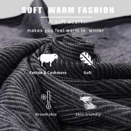 DAMILY Men's Scarf, Large, Autumn/Winter, Men's Scarf, Cotton, Shawl, Medium Thick, Warm, Cooling & Cold Protection, Respect for the Aged Day, 78.7 x 31.5 inches (200 x 80 cm), Black & Navy, Black