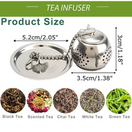 lengenyen - 2 infusor de té para acero inoxidable, colador de té con tapa y bandeja de goteo, filtro de té reutilizable de malla para hojas sueltas