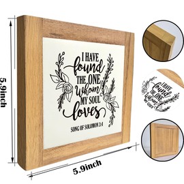 Christian Sign, Box Wood Plaques Desk Décor, Inspirational Scripture Sign, Bedroom Decor, Religious Wedding Decor, Gift for Lover, I Have Found the One Whom My Soul Loves - Song of Solomon 3:4 D