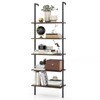 Giantex 5 Tier Modern Wall Mounted Bookshelf Rustic Brown, 71"