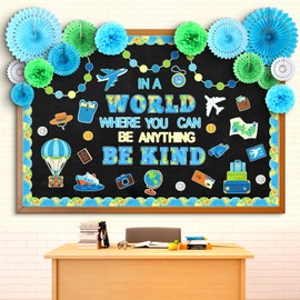 Pasimy Winter Bulletin Board 3D Travel Bulletin Board Adventure Explore Classroom Decor Inspirational Kind Map Cutout for Christmas Winter Wall Window Door Teacher Supplies(Popular)