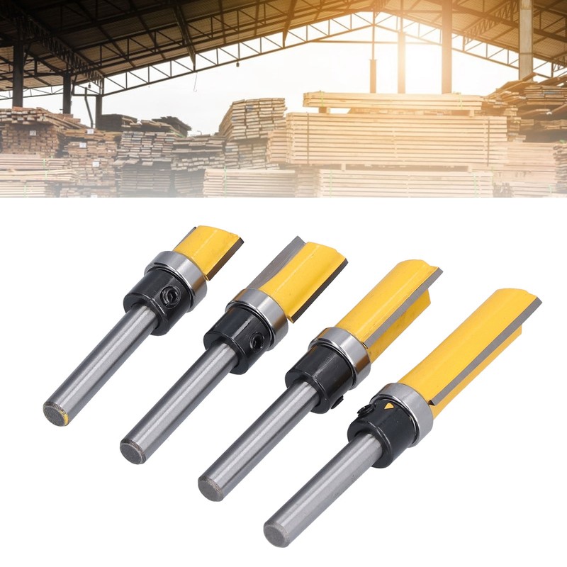 4Pcs Trim Hinge Router Bit Round Silver Yellow 1/4in Shank