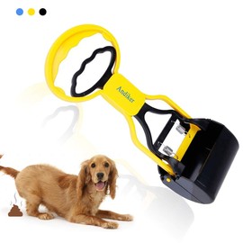 Andiker Pooper Scooper for Pets, Portable Pet Waste Scooper, Dog Poop Scoop, Pet Waste Jaw Clamp Scooper, High Elastic Spring (Yellow)