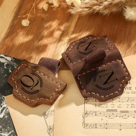 Marcapáginas magnéticos con portalápices, marcapáginas de cuero personalizado con inicial de nombre de 26 letras, regalos para amantes de los libros, 