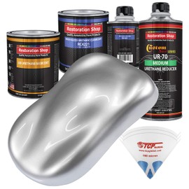 Restoration Shop - Irid Silver Metallic Urethane Basecoat with Clearcoat Auto Paint - Complete Medium Quart Paint Kit - Professional High Gloss Automotive, Car, Truck Refinish Coating