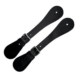 ZEEKSTAR Set of 2 Handmade Leather Spur Straps – Western Horse Riding Gear for Cowboy, Men & Women – Full Grain Leather Boot Accessories (Black)