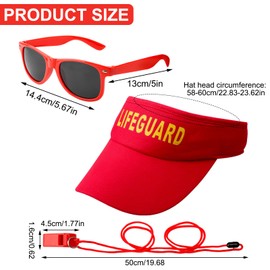 ZMDMAH 3 Piece Lifeguard Costume Set with Lifeguard Hat and Guardian Whistle Sunglasses Lifeguard Accessories Adjustable Sun Protection Hat for Adults Men Women