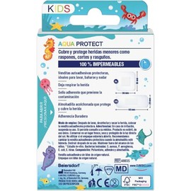 Curitas, Aqua Protect Kids, Venditas adhesivas para heridas pequeñas, 100% Impermeable, Caja con 20 unidades