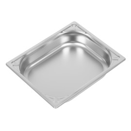 Vogue Heavy Duty Stainless Steel 1/2 Gastronorm Tray 4 Litre/Depth: 65 mm, Silver - Dishwasher, Oven, Blast Chiller Safe, DW438