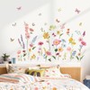 decalmile Summer Garden Flower Wall Decals Daisy Wildflower Grass Butterflies