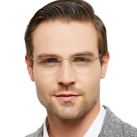 OCCI CHIARI Reading Glasses 2.25 magnification For Women Men Trendy Reader with Titanium Frameless Clear Lens 1.0 1.5 2.0 2.5 3.0 3.5 1.25 1.75 2.25 2.75