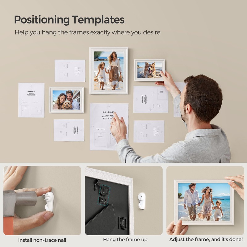 SONGMICS Picture Frames with 16 Mats, Set of 10 Collage