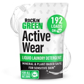 Rockin' Green Laundry Detergent, Plant based, All Natural Laundry Detergent Powder, Vegan and Biodegradable Odor Fighter, Safe for Sensitive Skin (Liquid Laundry Detergent 192 Loads - Unscented)