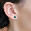 Natural 6mm malachite stud earrings with white gold plated over
