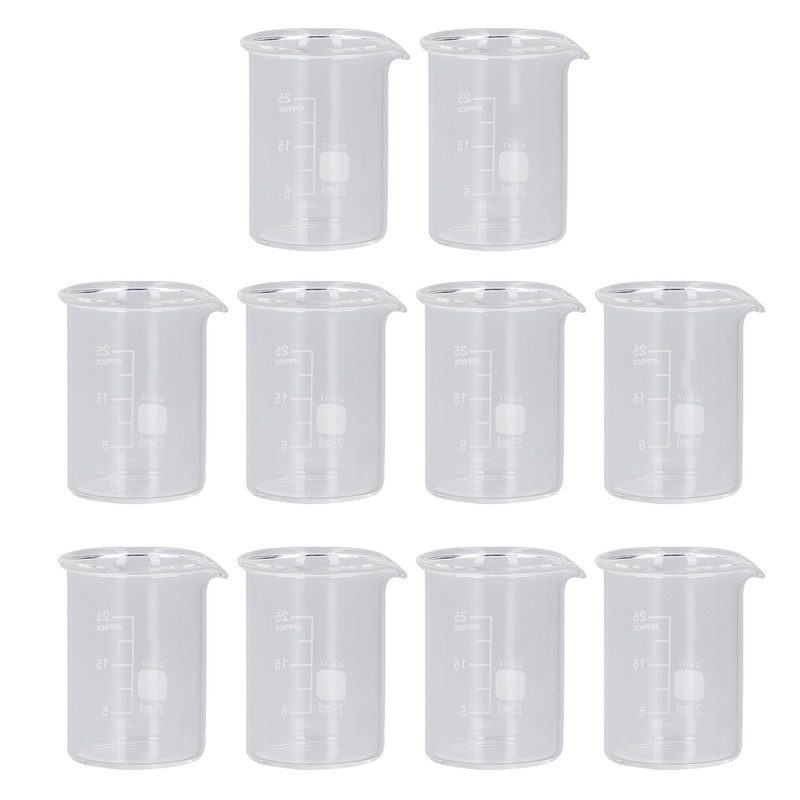 10PCS Glass Beaker Set Experiment Measuring Cup with Scale Teaching