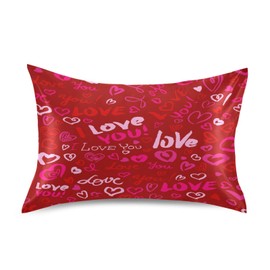 Dalzium Satin Pillowcase for Hair and Skin, Love Hearts Silk Pillowcase Soft and Cozy Body Pillow Covers, King Size Satin Pillow Cases with Envelope Closure(20x40 Inch), 1PC