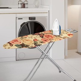 Hinthetall Butterfly Floral Ironing Board Cover and Pad Soft Ironing Board Cover, Non Stick Scorch and Stain Resistant Standard Size 15x54 Inch with Elastic Edges