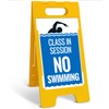 Class in Session No Swimming Folding Floor Sign, 10x16 Inches,