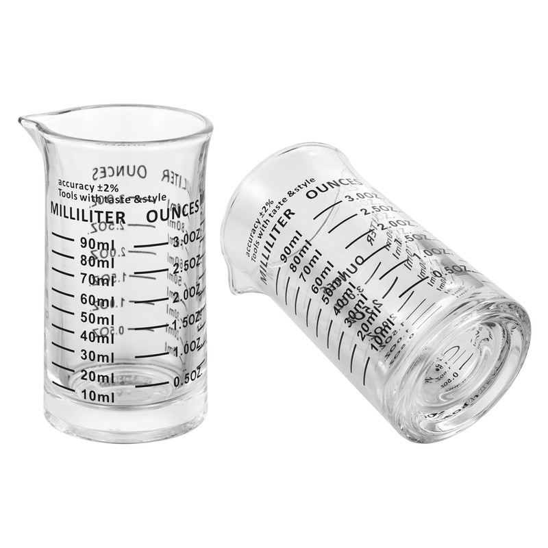 Ackers 3oz/90ml Glass Measuring Cup – Shot Glass with Double