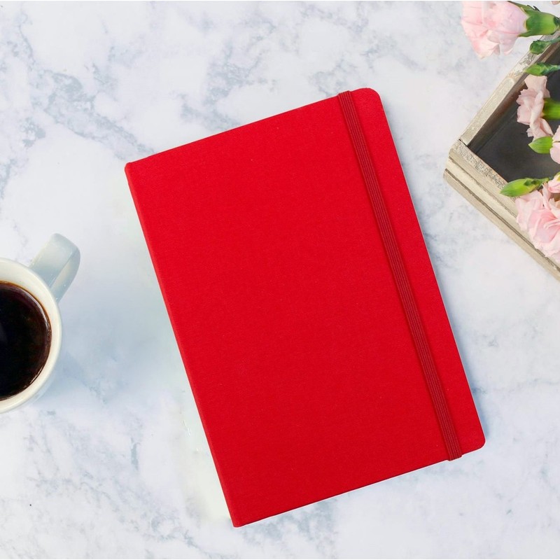 JAM Paper Hardcover Fabric Journal with Elastic Band - Medium