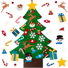 Felt Christmas Tree, 3.2 Ft, Felt Christmas Tree for Kids with Ornaments, 26 Pieces, Slimming Wall Decoration for Door Walls