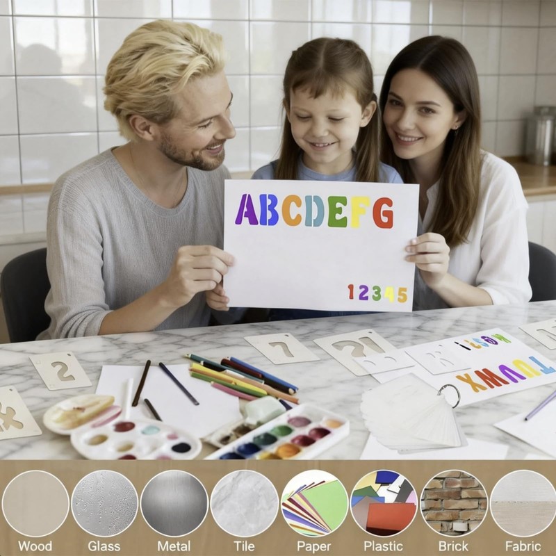 80 Pieces 3x3 Inch Alphabet and Number Stencil - Reusable