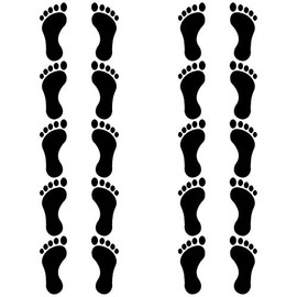 VWAQ Footprint Vinyl Decals - Peel and Stick Floor or Wall Stickers - 20 PCS (Black)