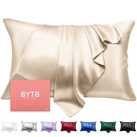 BYTB 100% Silk Pillow Cases King Size Mulberry Silk Pillowcase for Hair & Skin 20 x 36 Inches 22 Momme Both Sided Grade 6A Silk Soft Breathable Cooling with Hidden Zipper 1PC, Beige Only by BYTB Shop
