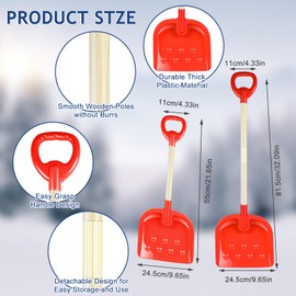 1Pcs Kids Snow Shovel Detachable Toddler Snow Shovels 22"-32" Small Wooden Snow Shovels with Scoop and D-Grip Handle Plastic Child Snow Shovel Red Winter Shovel for Outdoor Yard Garden Activities