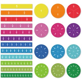 ZazzyKid Magnetic Fraction Tiles & Circles, 156pcs, 12 Color Coded, Fraction Manipulatives