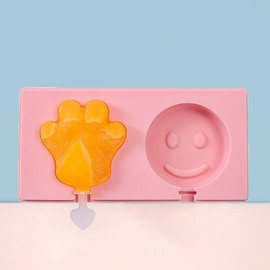 Cute Silicone Popsicle Maker Smile Homemade Popsicle Molds with 100pcs Popsicle Sticks Reusable Easy Release Cat Paw Ice Pop Maker (Smile)
