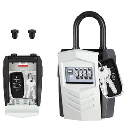 ZHEGE Key Safe Outdoor Car Key Safe with Hanger, Large, Key Cabinet with Number Code for 10 House Keys, Key Box with Code for Outdoor Home, Garage, Apartment (Grey)