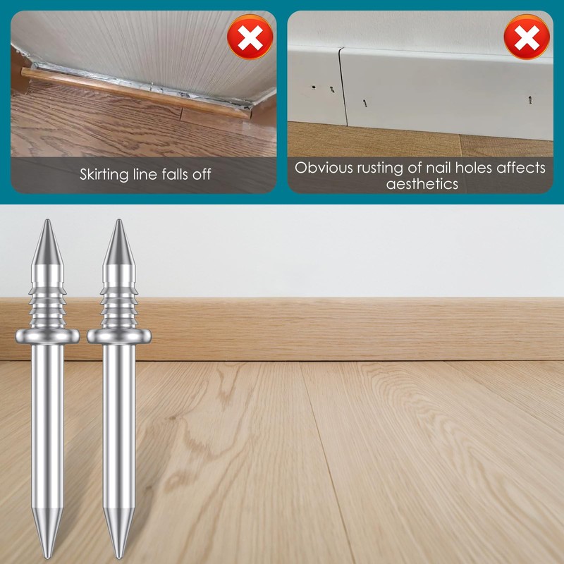 200Pcs Double-Head Skirting Thread Seamless Nail, Double-Headed Nails, Double Headed