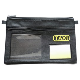 effektivo Taxi Bag for Vehicle Documents and Documents Wallet with Various Compartments and Taxi Logo, Black, black, Classic
