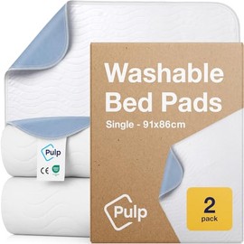 2 x PULP Essential Washable Incontinence Bed Pads | For Single Beds | Maximum Absorbency 100% Leakproof Kylie Sheets | Reusable Waterproof Bed Wetting Sheets For Adults, Children & Babies