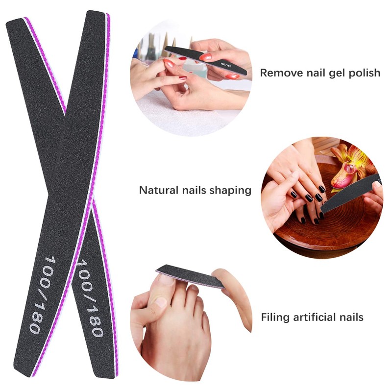 Kafeiya Professional Nail Files,5 PCS Nail File Double Sided Emery