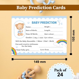 Papa Prints Baby Prediction Cards Baby Shower Game Pack of 24 Baby Shower Prediction Cards (149 x 105 mm) Teddy Bear Baby Shower Card