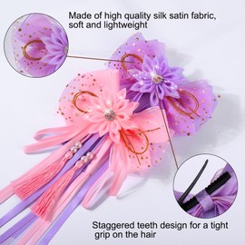 Vodolo Hair Bows,2PCS Elegant Hair Accessories for Women Girls,Cute Pink Purple Satin Bows Hair Clips Hair Ribbons,Silk Hair Ribbons Bow Hairclip,Adult Bow Barrette Christmas Birthday Gifts